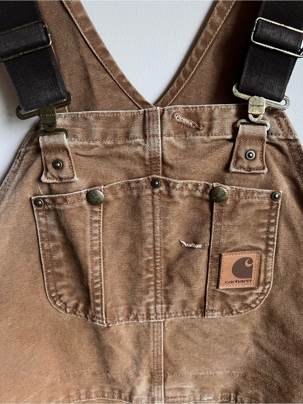 Carhartt Brown Cotton Work Bib Overalls Men’s 38x36 R06 BRN Construction - Picture 3 of 14